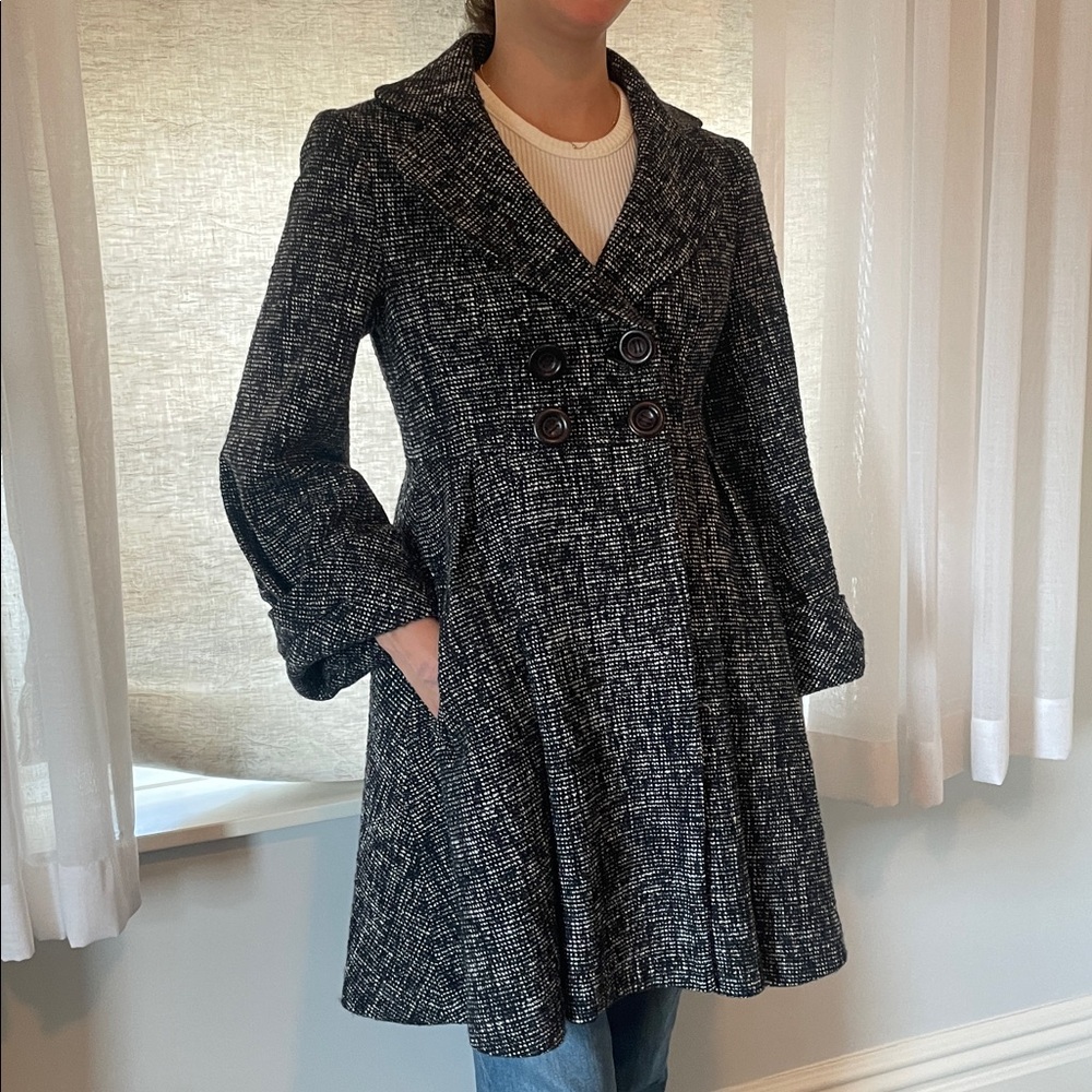 Nanette Lepore Black and White Tweed Coat